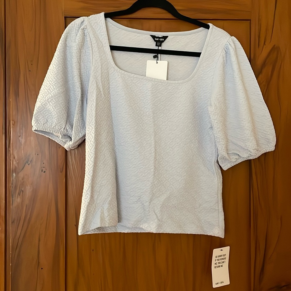 Saint + Sofia - Olivia Puff Sleeve Tee-Pale Blue